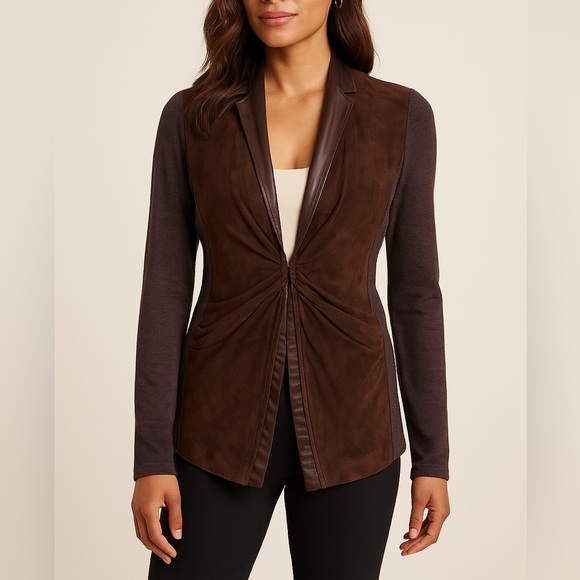 Brunello Cucinelli Leather Jacket Suede Cashmere Sweater